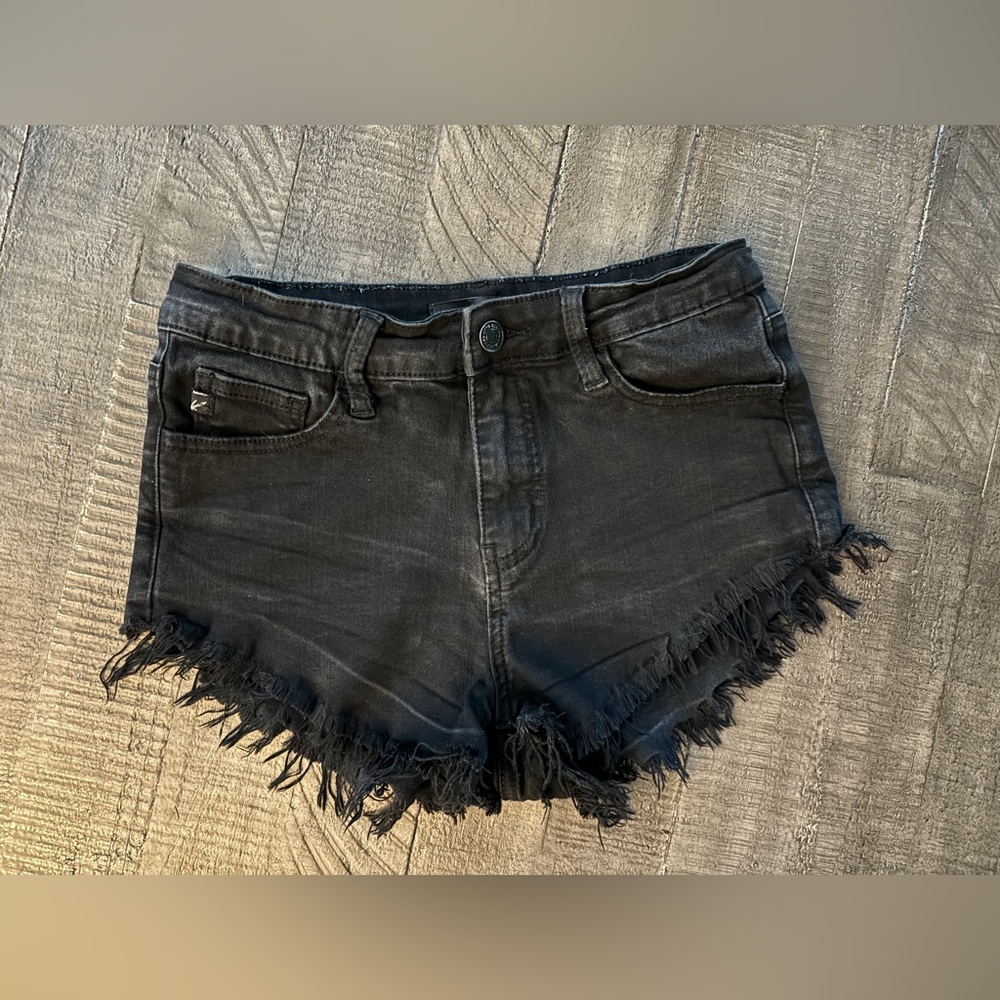 KanCan Black Cut Off Fringe Short Shorts
